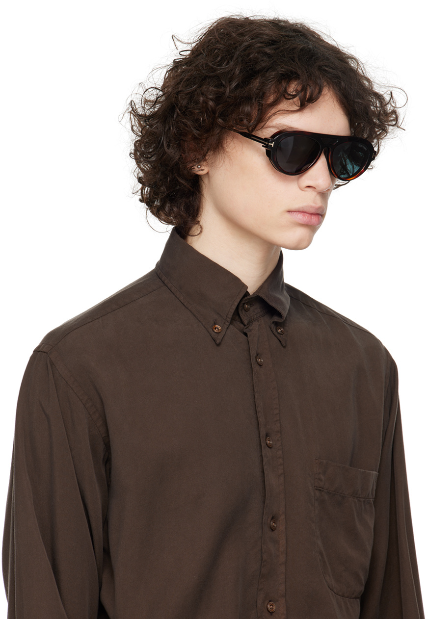 Tom Ford Clip-on Sunglasses In Green