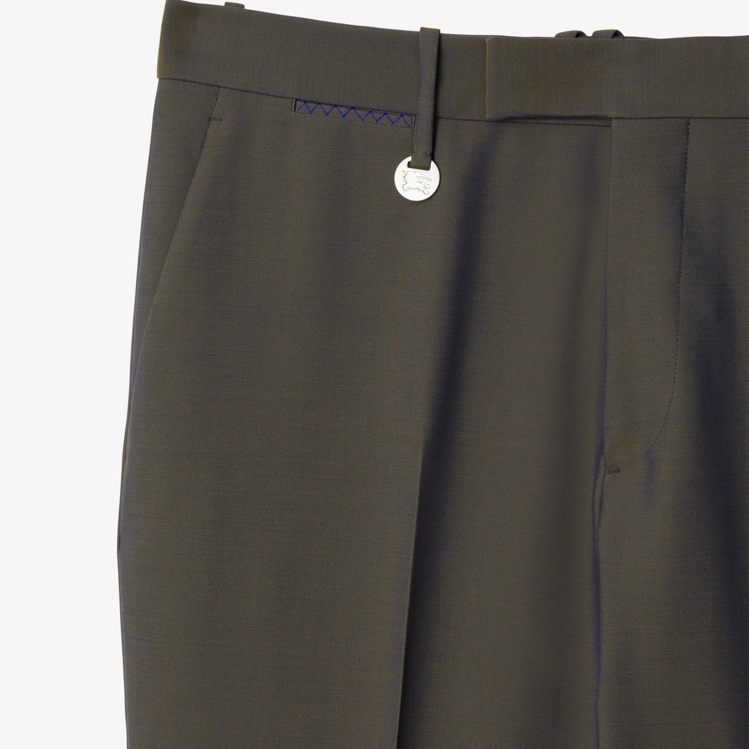 Burberry Suit Pants In Navy Blue Wool. Straight-leg Cut. Zippered Closure And Belt Clip. In Black