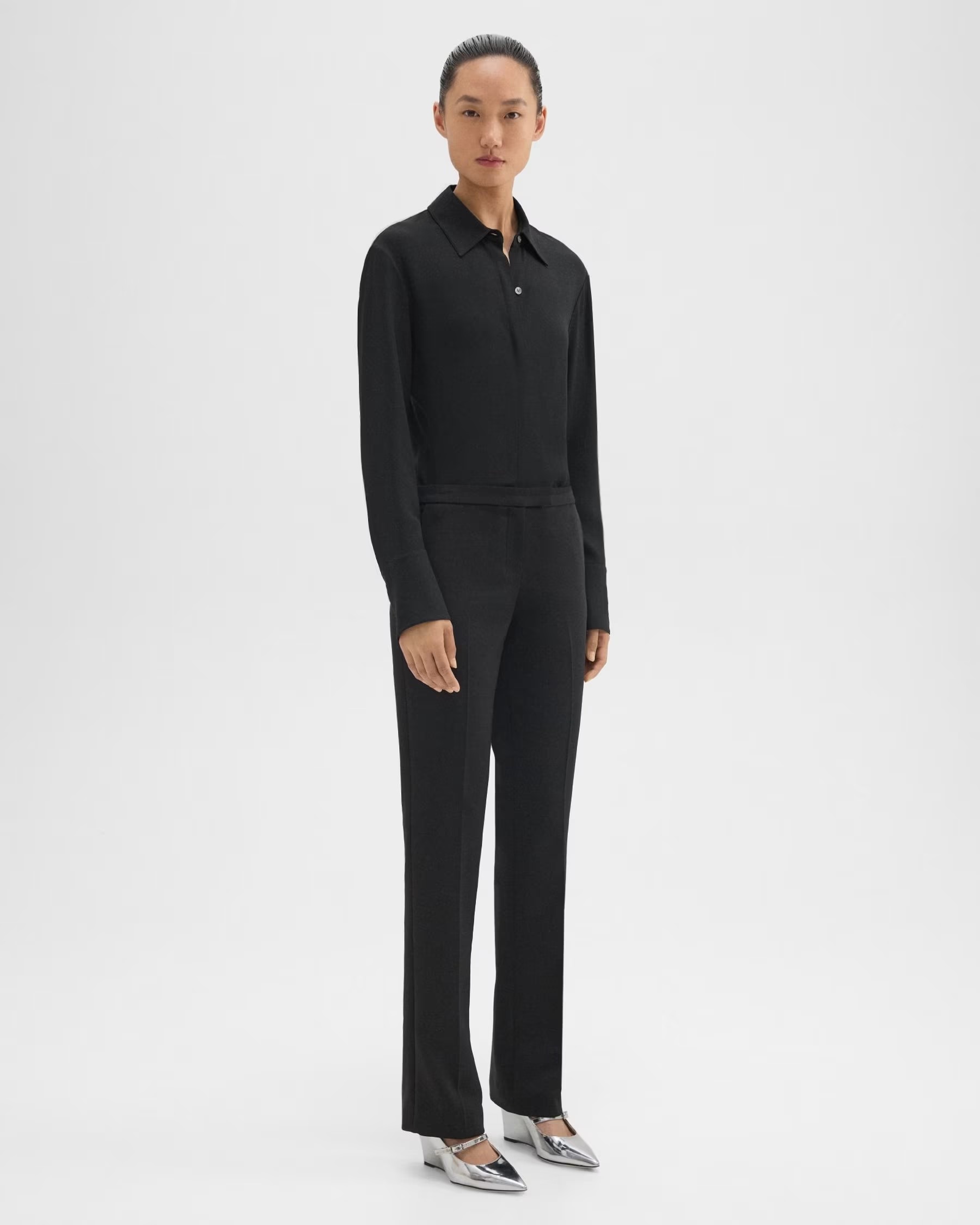 Theory Low-rise Slim-cut Trousers In White