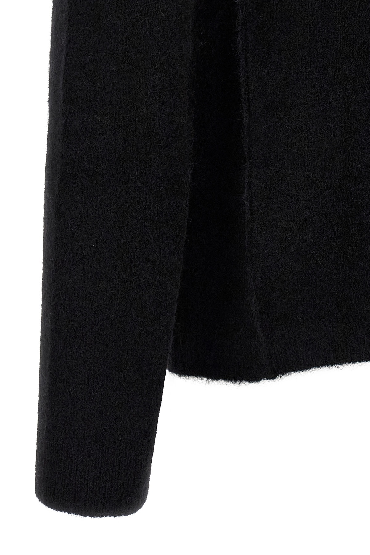 Rick Owens Black Concordians Ls Grid Knit Sweater In Black