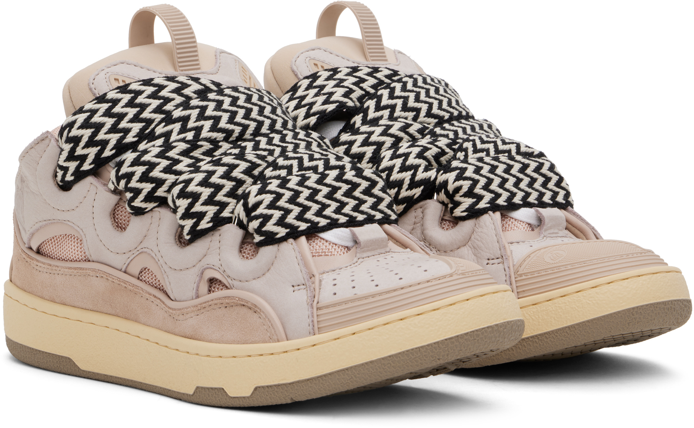 Lanvin Leather Curb Sneakers In Pink