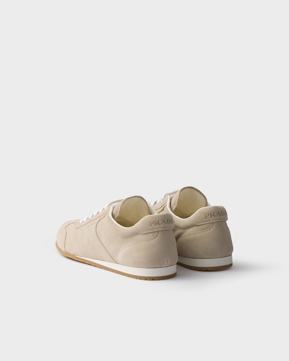 Prada Suede Lace-up Sneakers In Gray