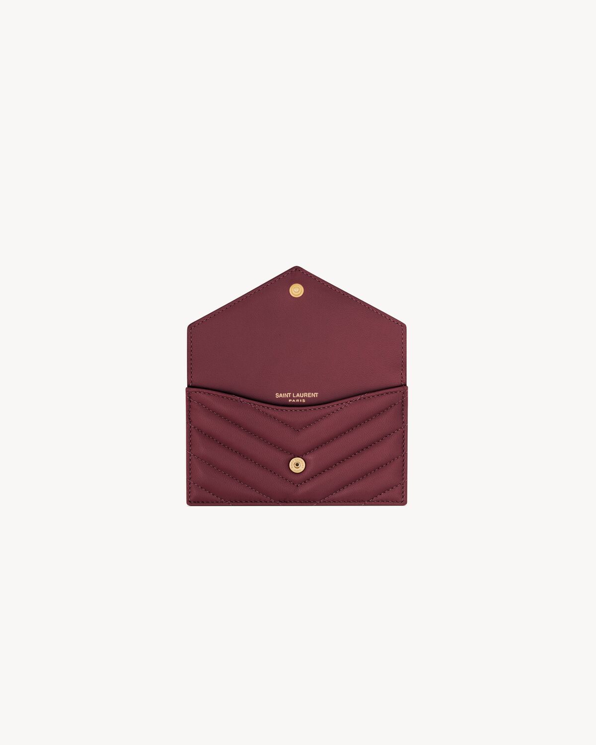 Saint Laurent Lambskin Cassandre Fragments Flap Card Holder In Burgundy
