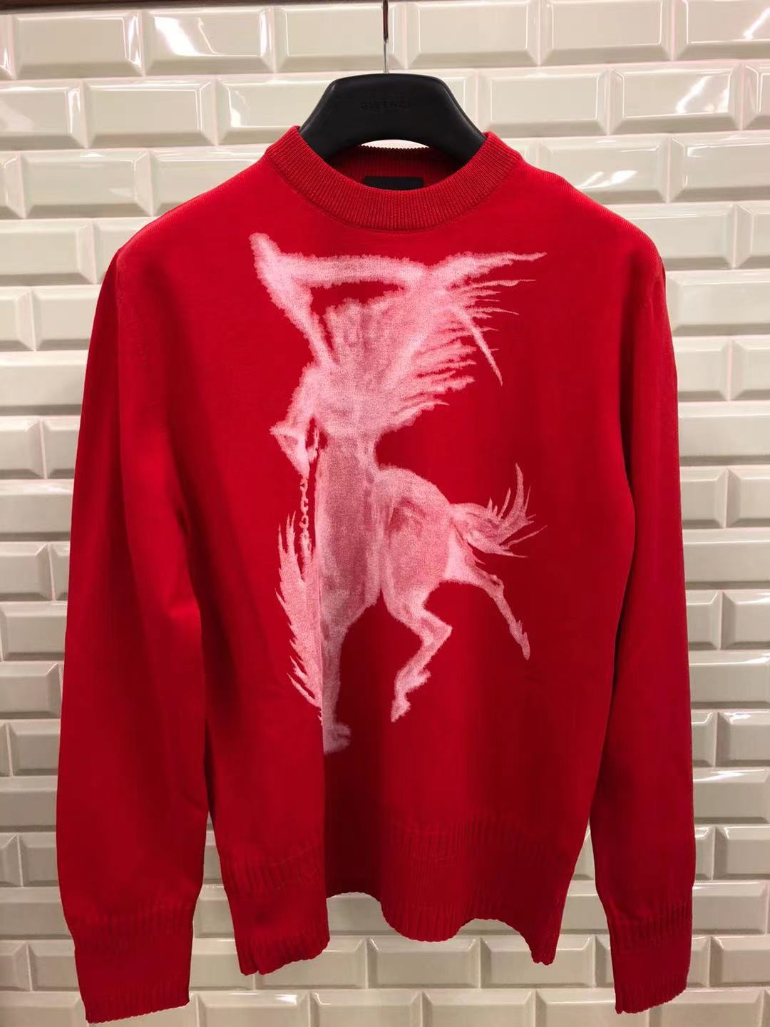 Givenchy Gothic-print Knitted Long-sleeve Jumper In Red