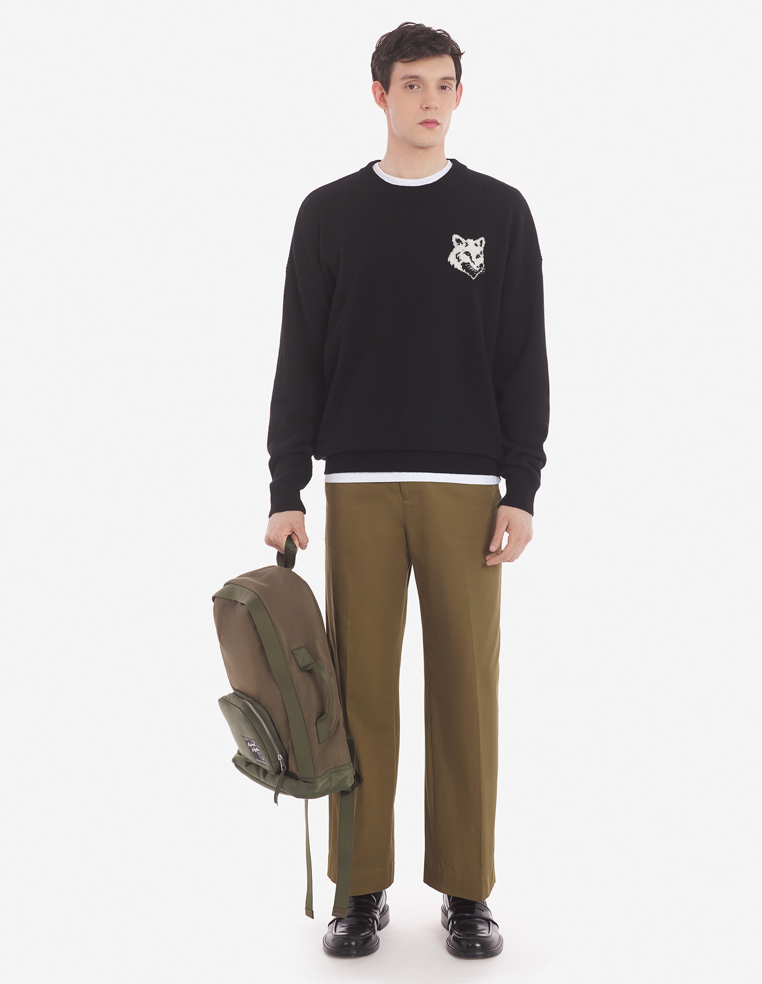 Shop Maison Kitsuné Fox Head Wool Jumper In Black