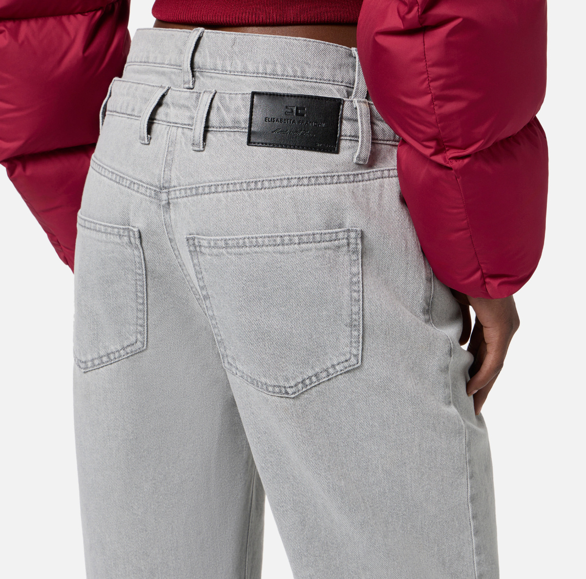 Elisabetta Franchi Embroidered-pocket Jeans In Blue