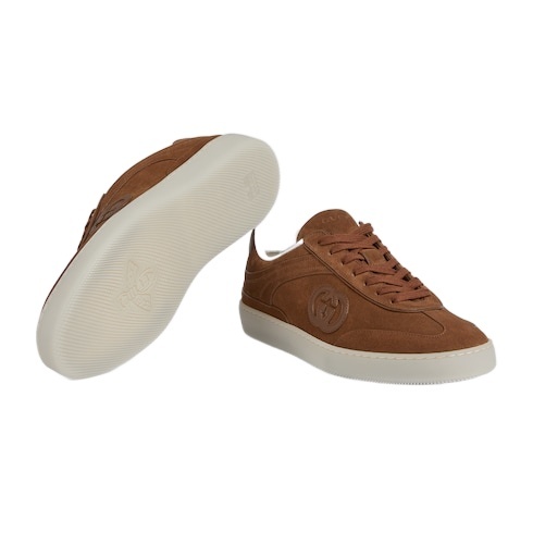 Gucci Men G75 Leather Sneakers In Brown