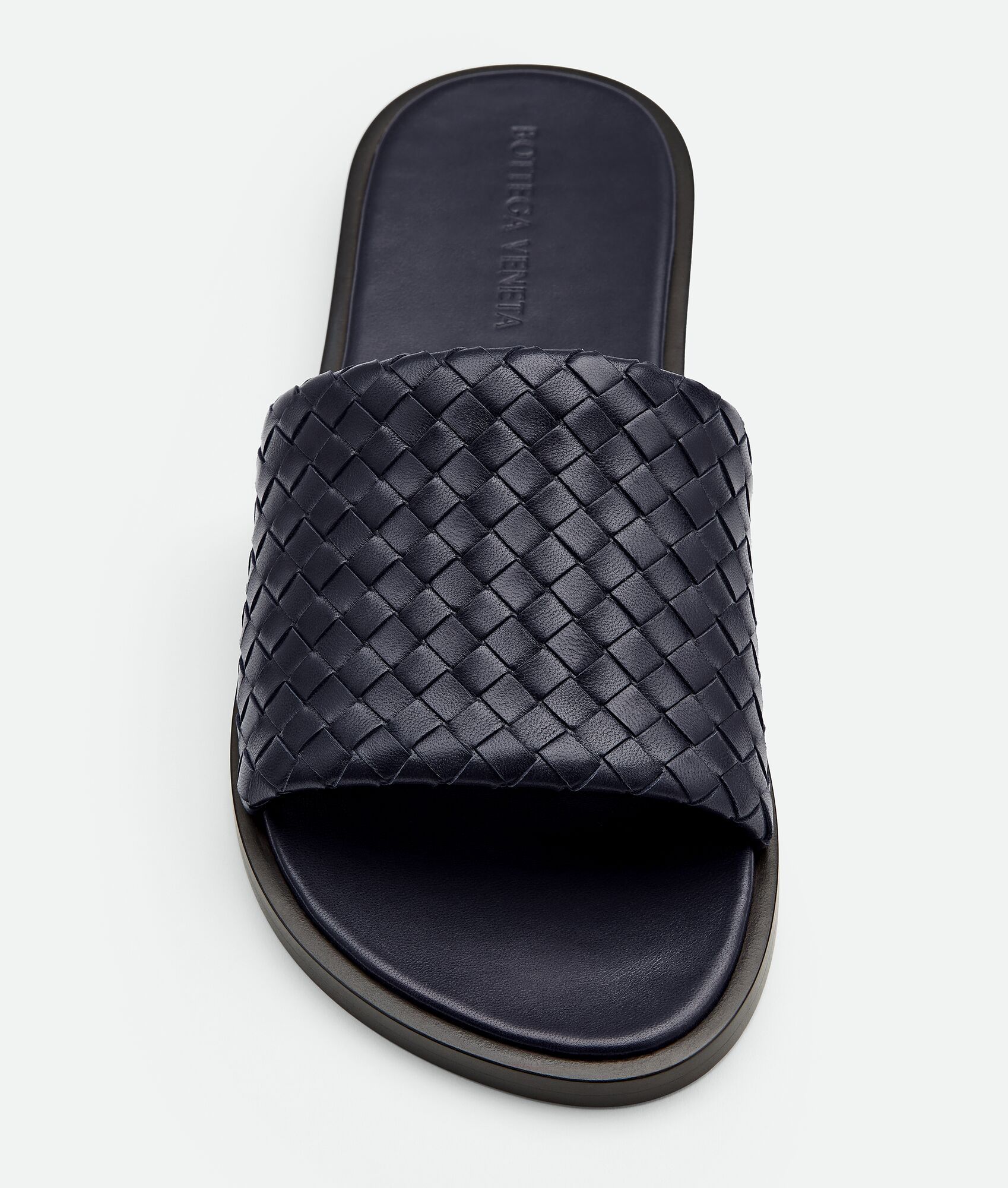 Bottega Veneta Nappa Leather Slippers Strap Woven In Black
