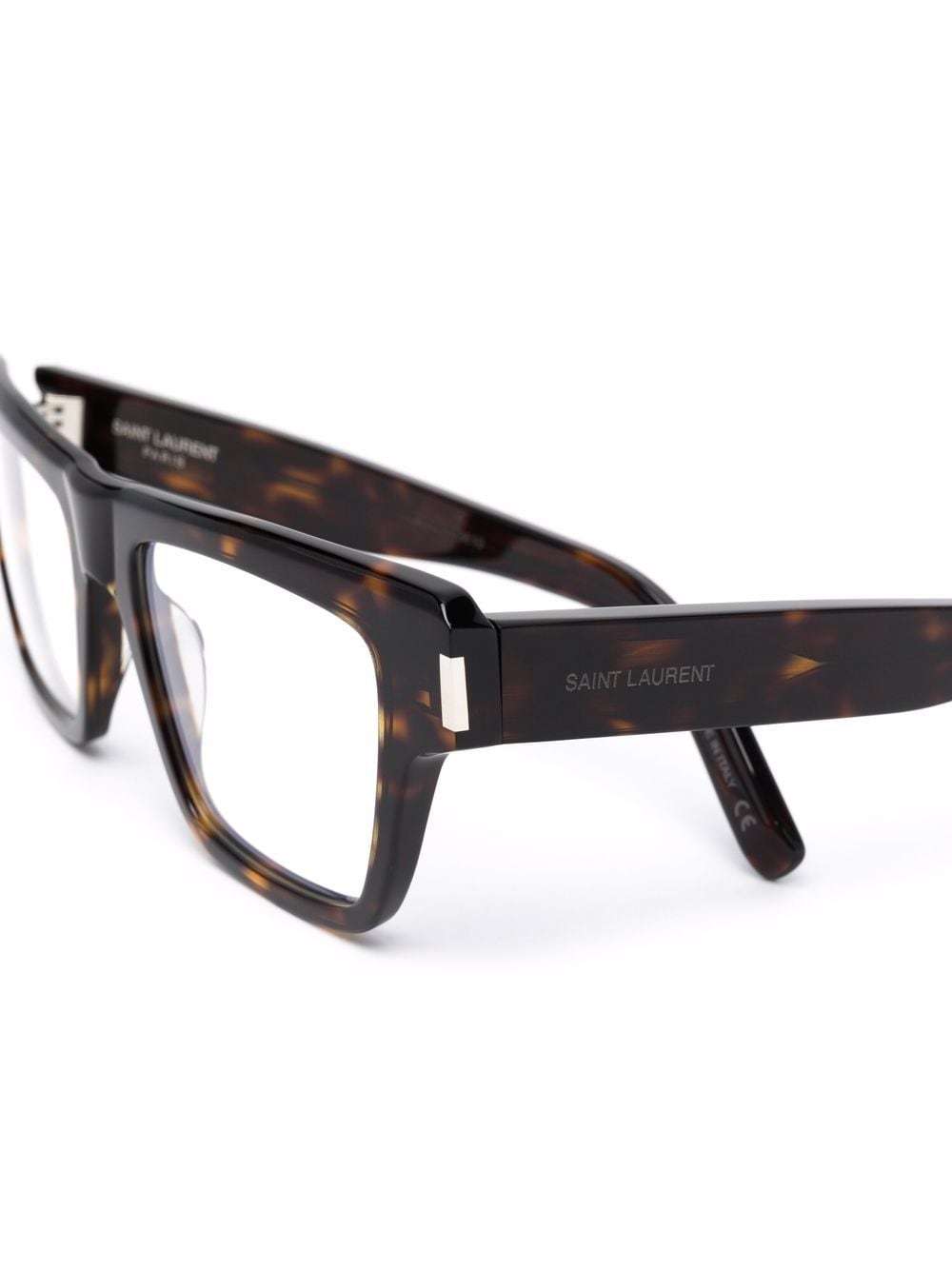 Saint Laurent Square Frame Tortoise Glasses In Black