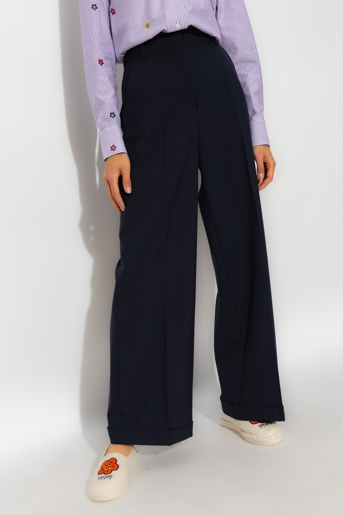 Kenzo Flared Cropped Trousers In Black