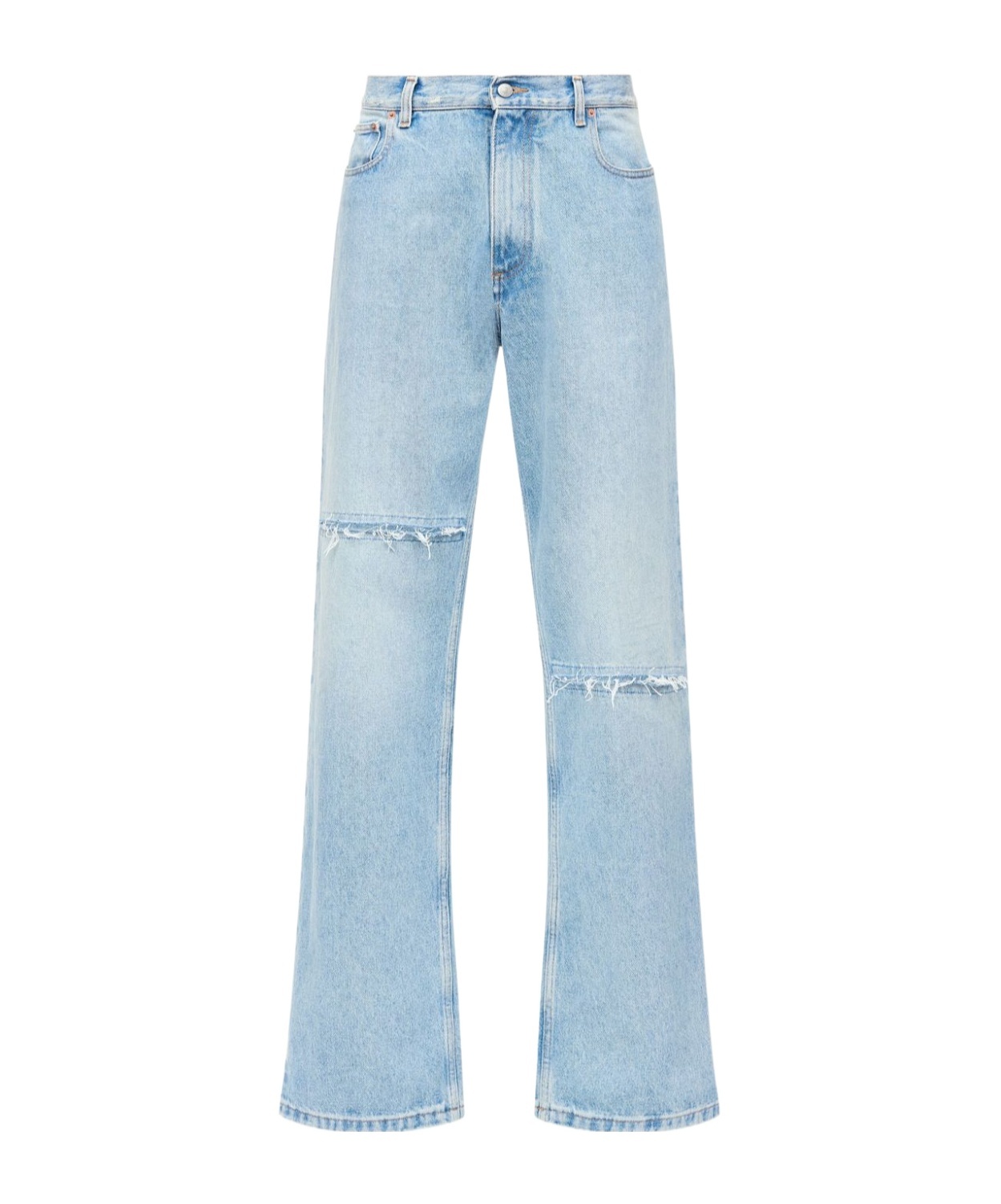 Shop Mm6 Maison Margiela Distressed-effect Straight-leg Jeans In Blue