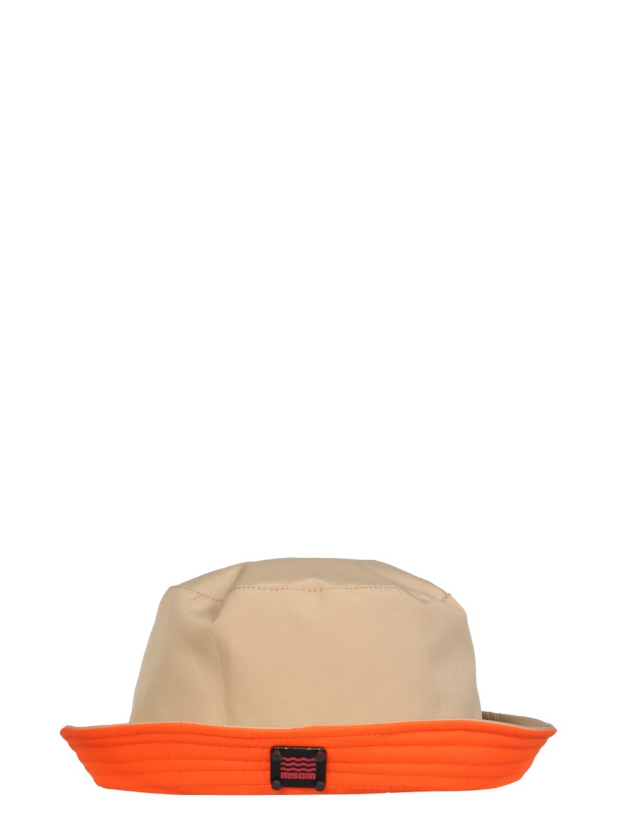 Msgm Contrasting Inner Bucket Hat In Nude