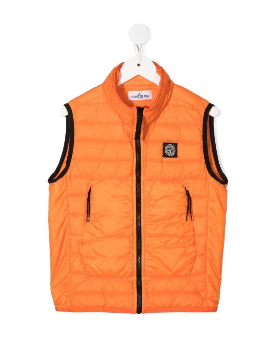 Stone Island Logo-patch Quilted Gilet In Orange