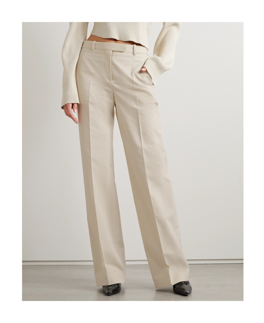 Shop The Row Wide-leg Cotton-wool Trousers In Nude