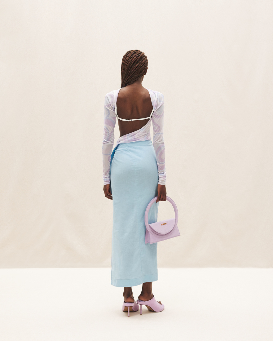 Jacquemus La Jupe Draggiu Draped Maxi Skirt In Blue