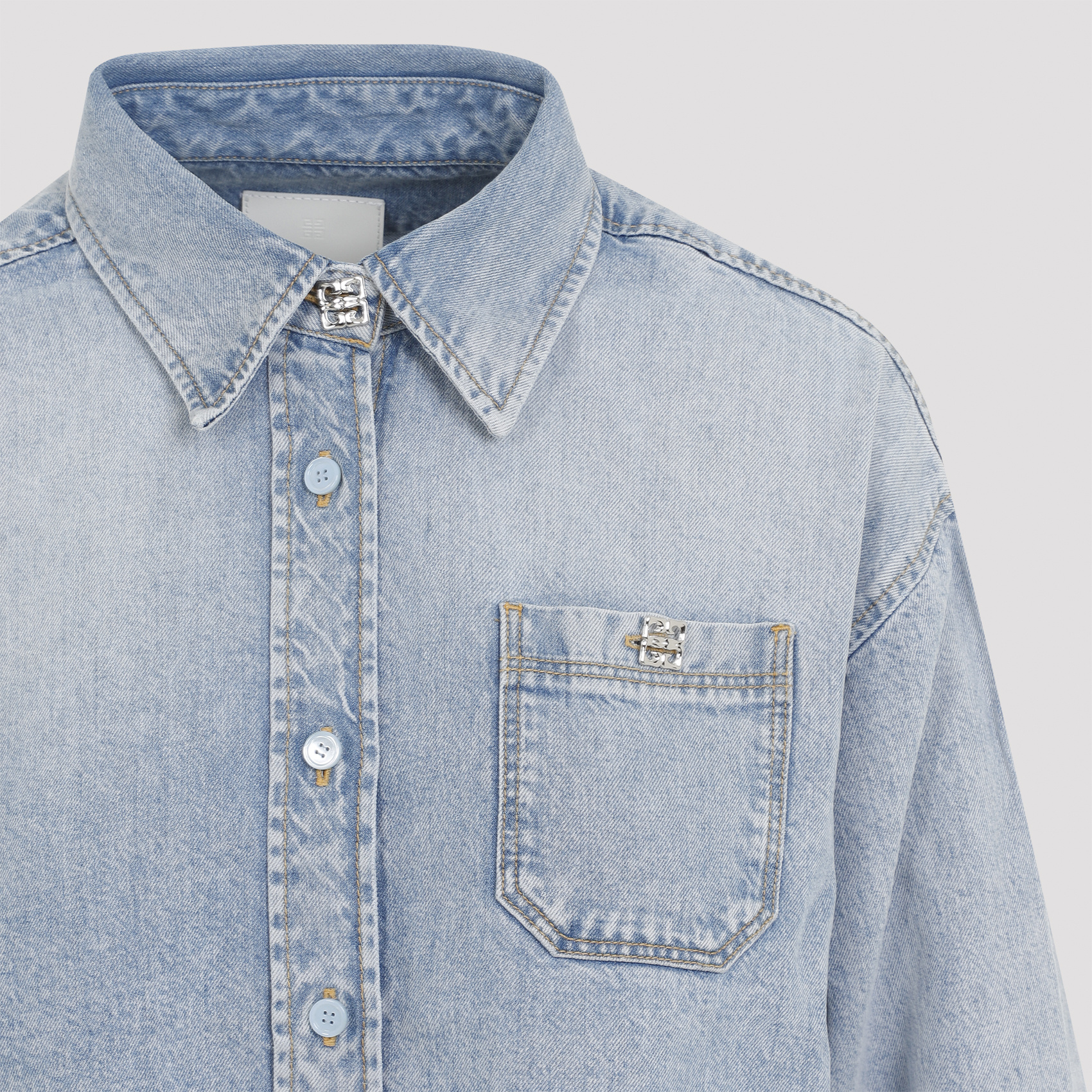 Givenchy Long-sleeved Cropped Shirt In Gray