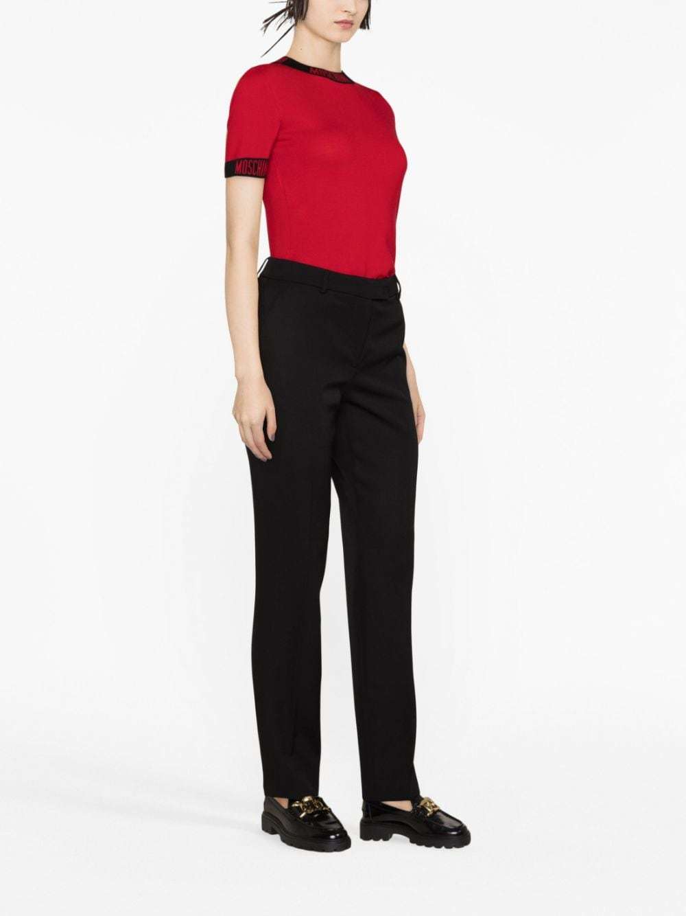 Moschino Virgin Wool Tailored Trousers In Black