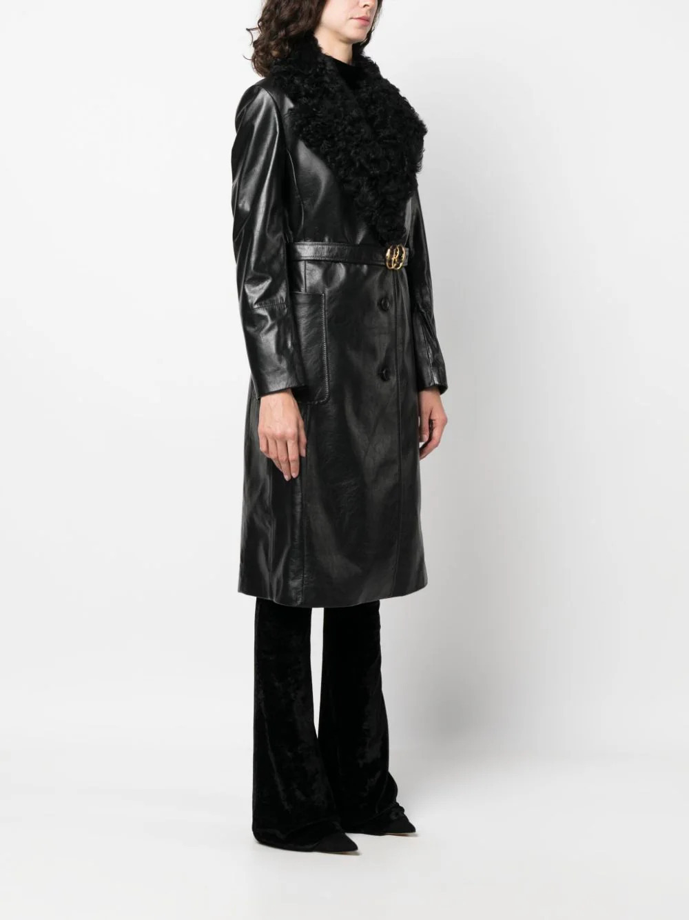 Bally Shearling-collar Leather Trench-coat In Black
