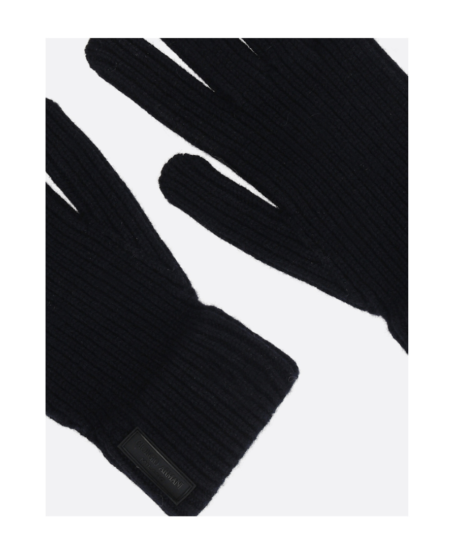Giorgio Armani Cashmere Knitted Gloves In Black