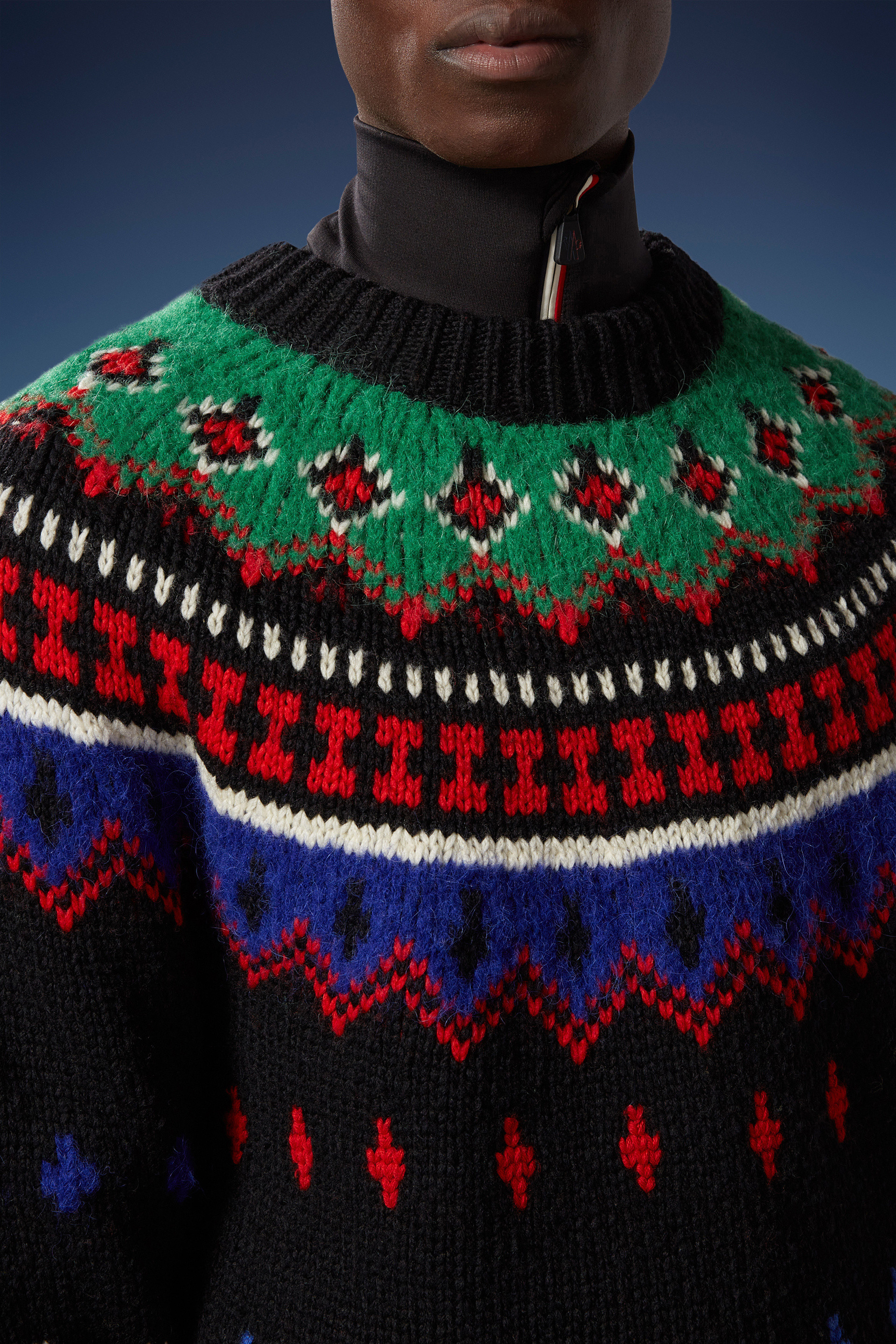 Shop Moncler Alpaca Wool Jacquard Jumper In Black
