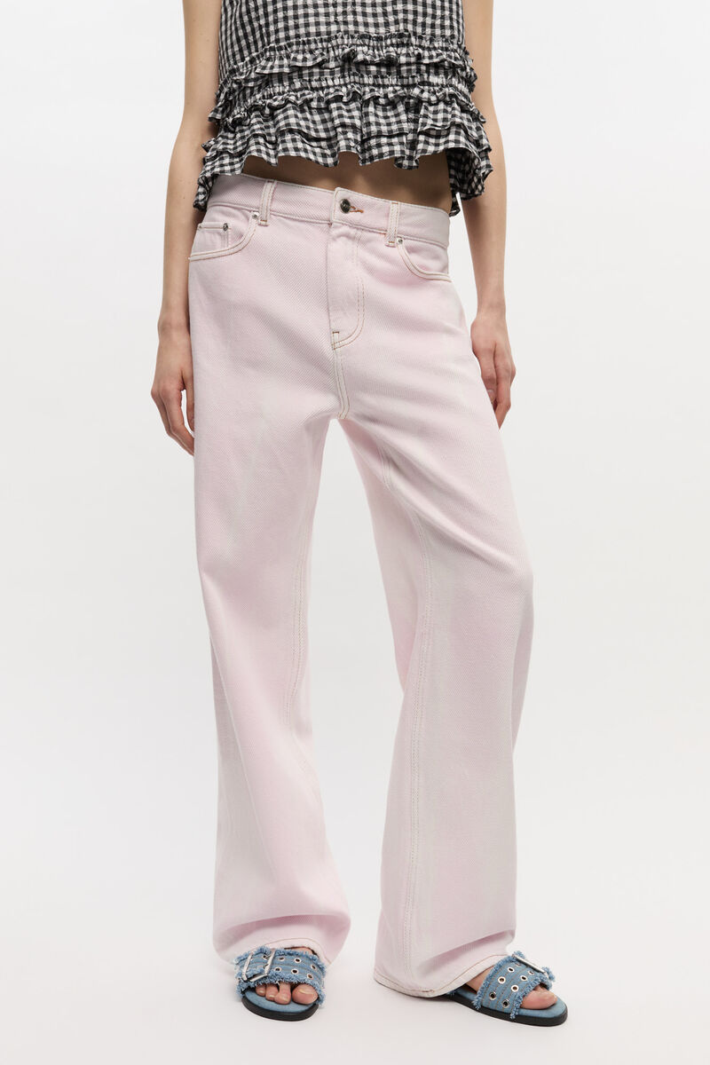 Ganni Overdyed Izey Jeans In Chalk Pink In Pink