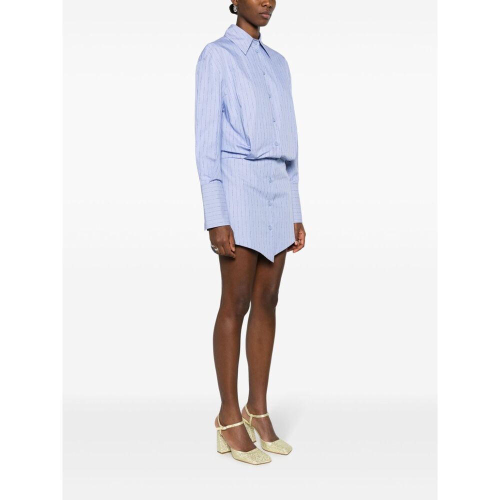 Shop Attico Sylvie Cotton Minidress In Blue