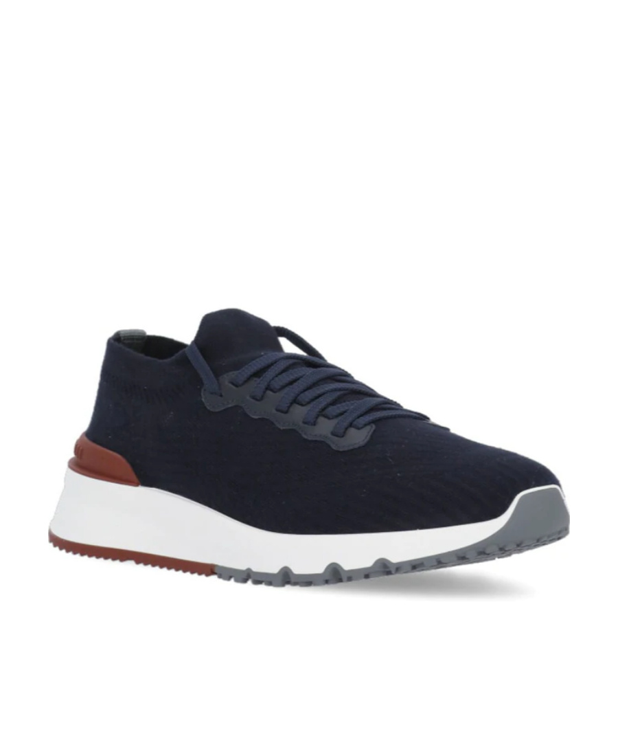 Brunello Cucinelli Men Sneaker In Maglia Di Cotone In Blue