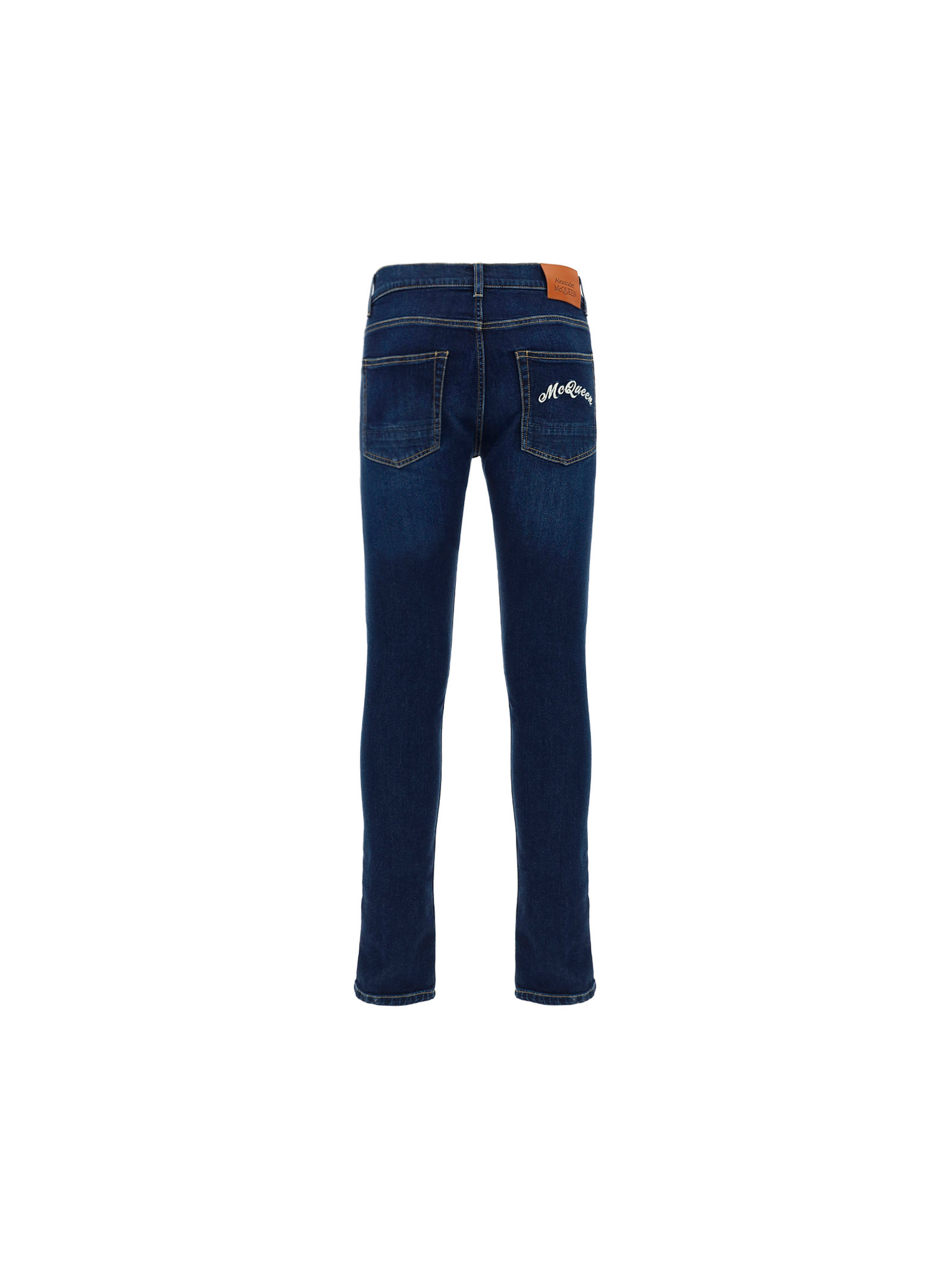 Alexander Mcqueen Logo-embroidered Skinny Jeans In Blue