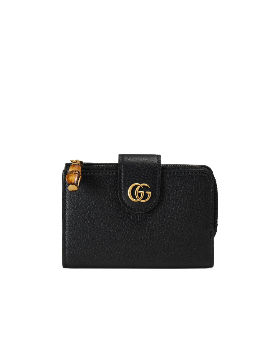 Gucci Logo-plaque Grained-leather Wallet In Black