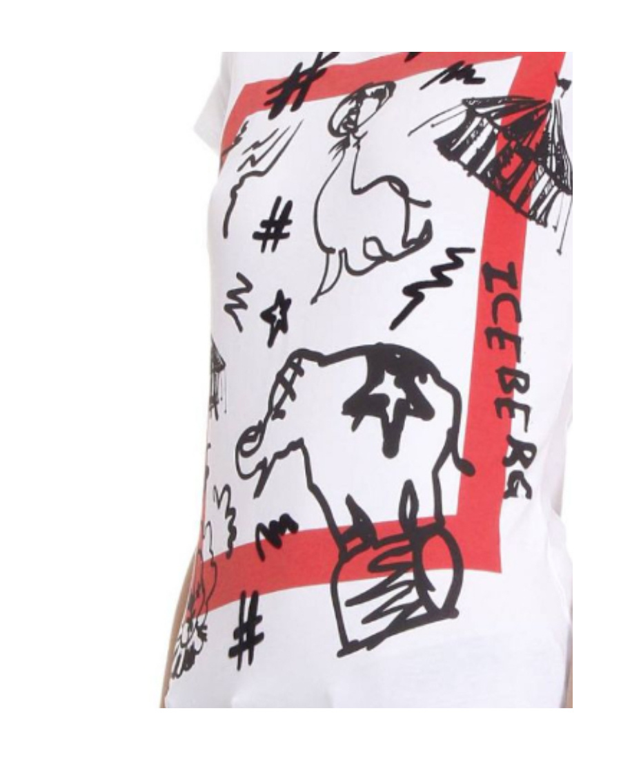 Shop Iceberg T-shirt With Round Neck And Short Sleeves In White