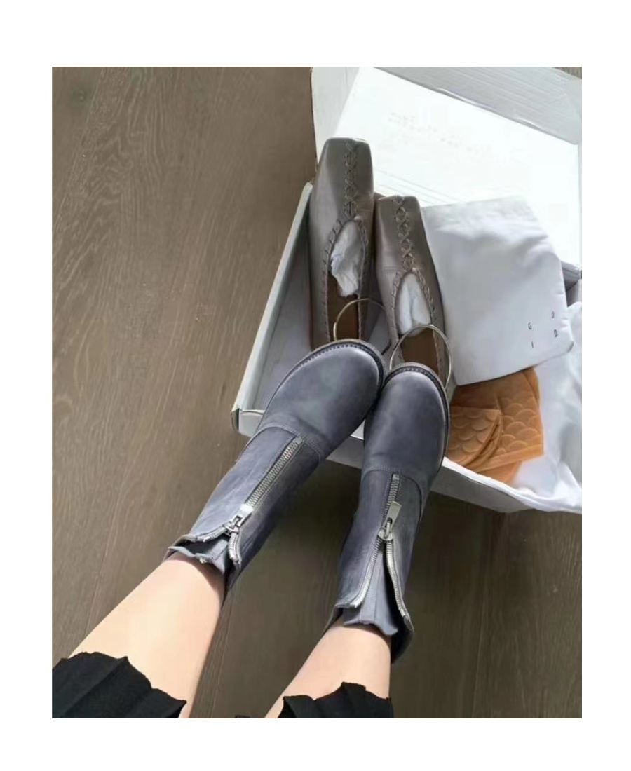 Guidi Zip Front Ankle Boots In Gray