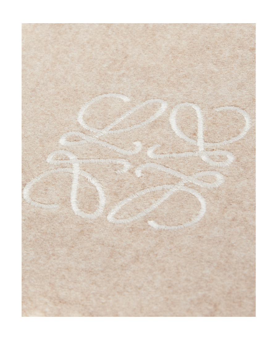 Shop Loewe Bicolour Scarf In Wool And Cashmere In Nude