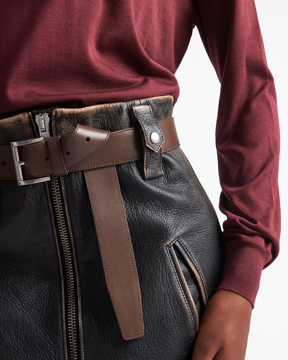 Prada Leather Mini Skirt In Black