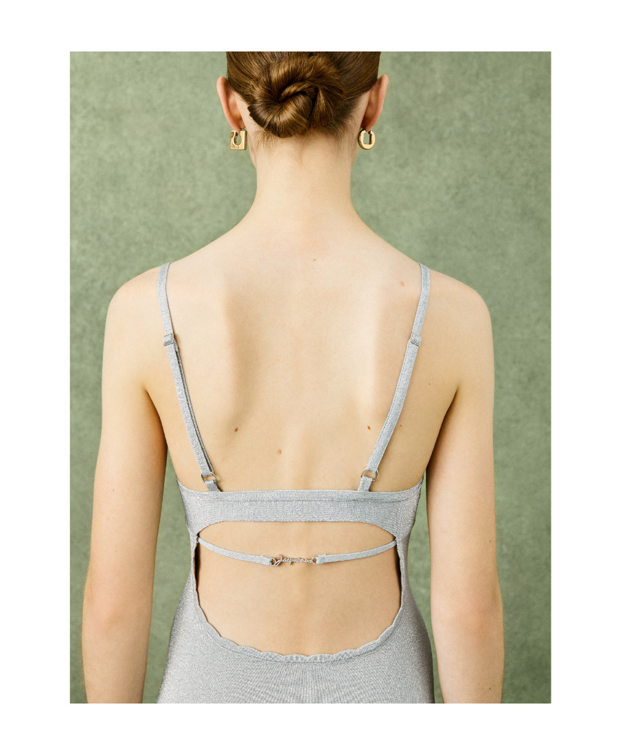 Jacquemus Fiesta Glitter Dress In Gray