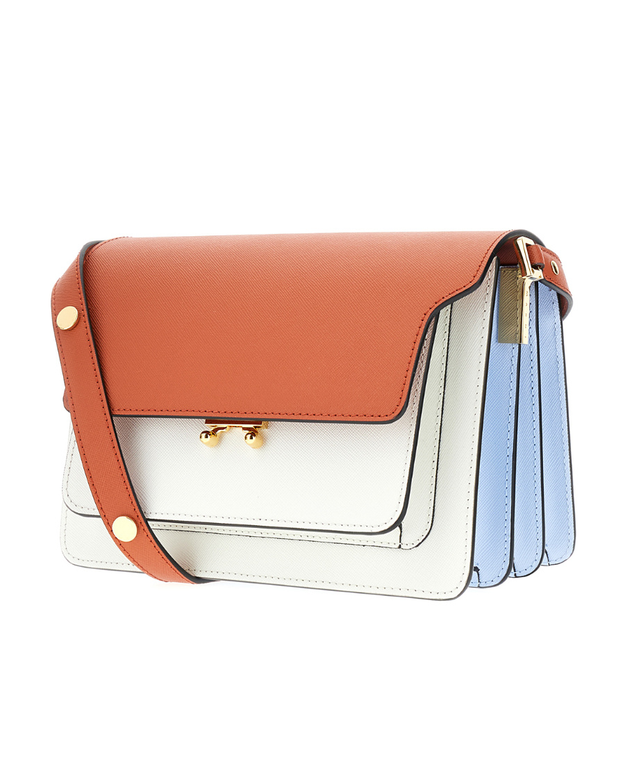 Marni Multicolor Leather Trunk Crossbody Bag In White
