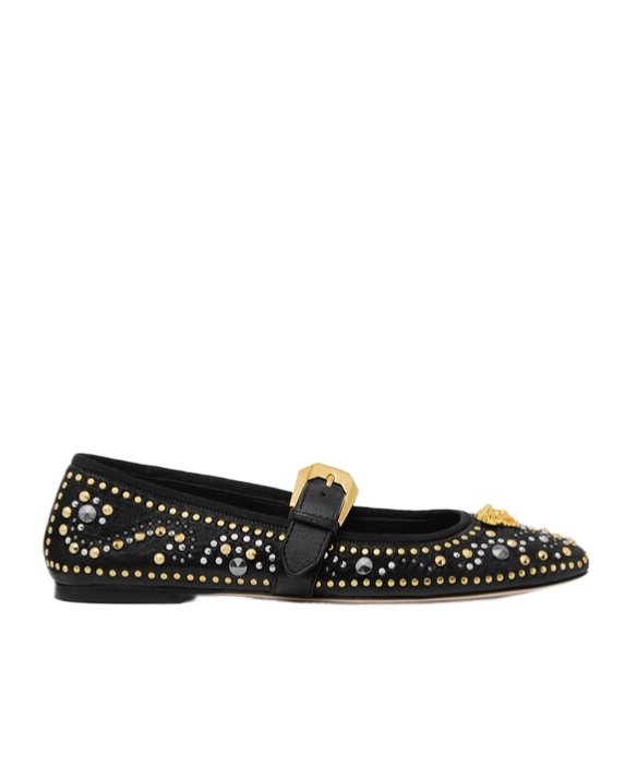 Versace Flat Shoes Black In Black