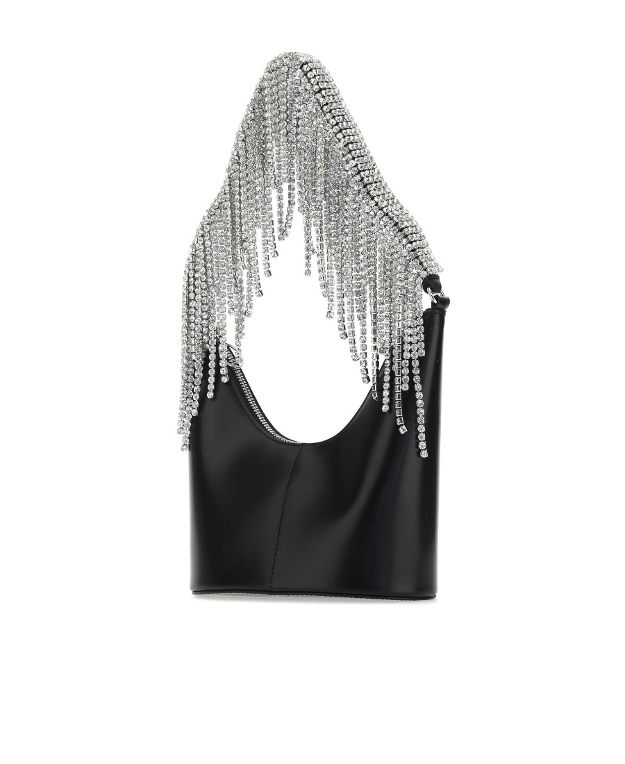 Shop Kara Crystal-fringe Leather Shoulder Bag In Black