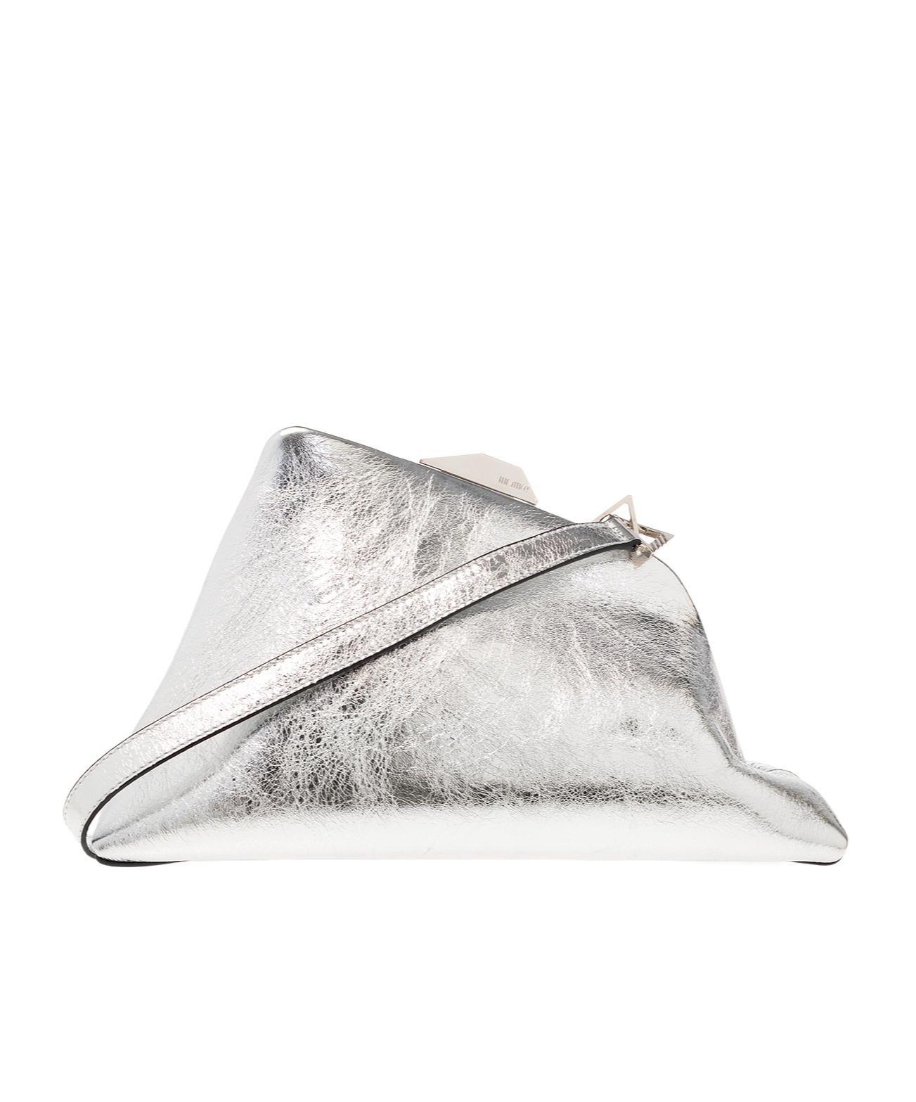 Attico Day Off Metallic Leather Clutch Bag In White