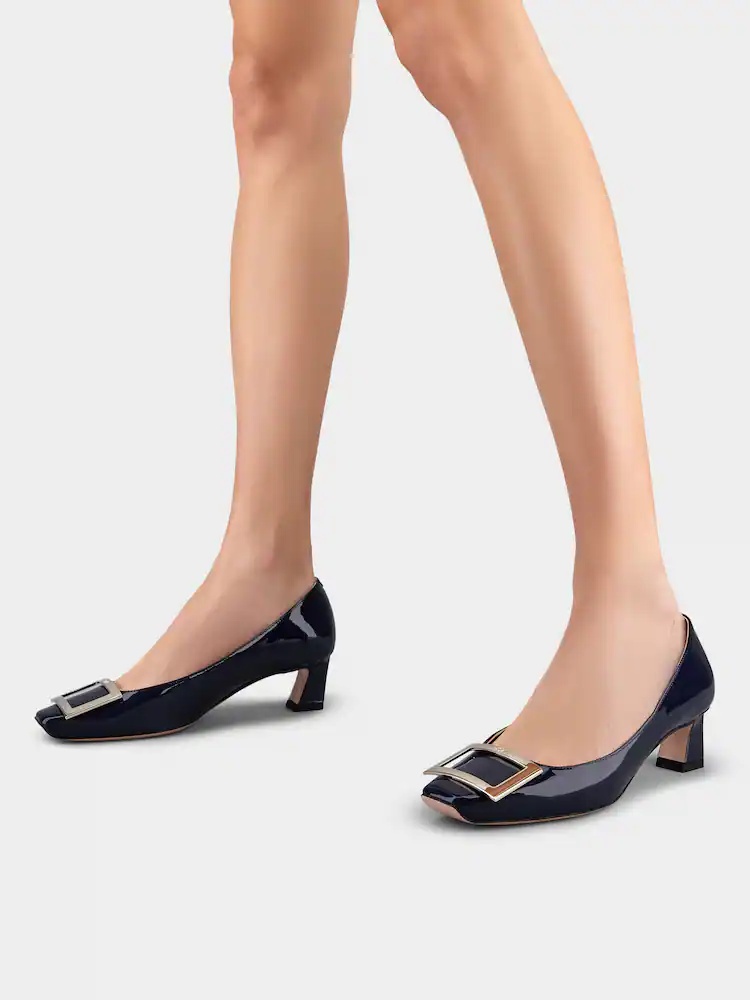 Roger Vivier Belle Vivier Patent Pumps With Metal Buckle In Black