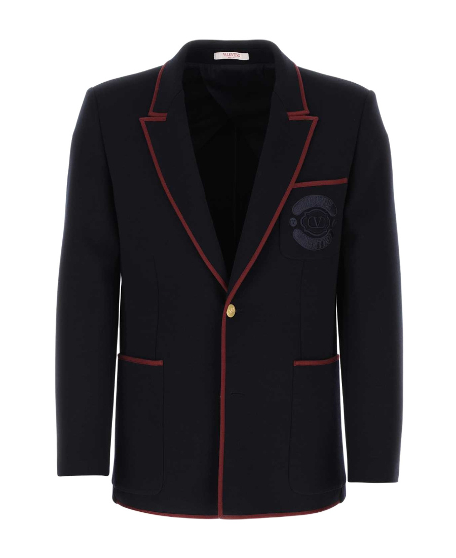 Valentino Embroidered-crest Tailored Blazer In Black