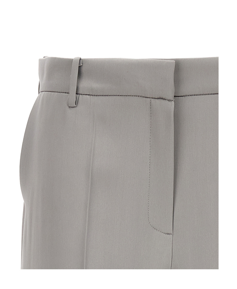 Magda Butrym Satin Straight Leg Pants With Central Crease In Gray