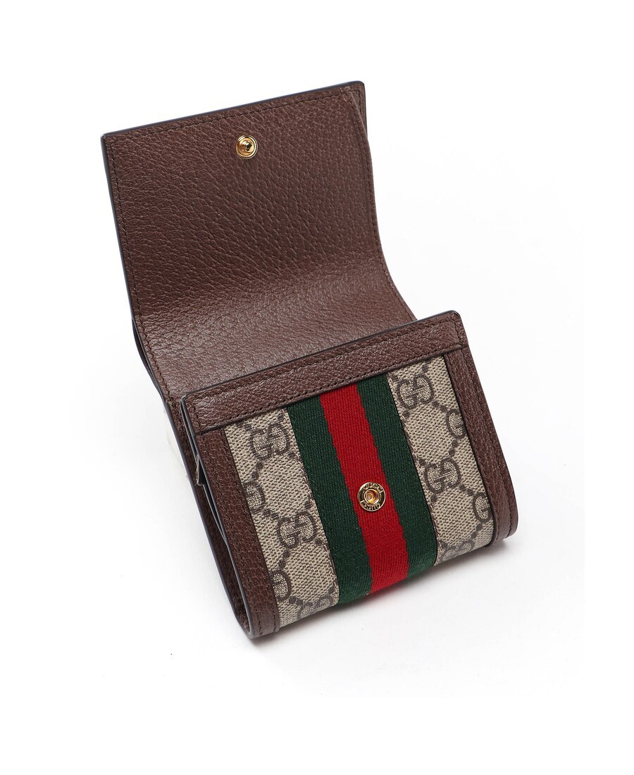 Gucci Ophidia Gg French Flap Wallet In Green
