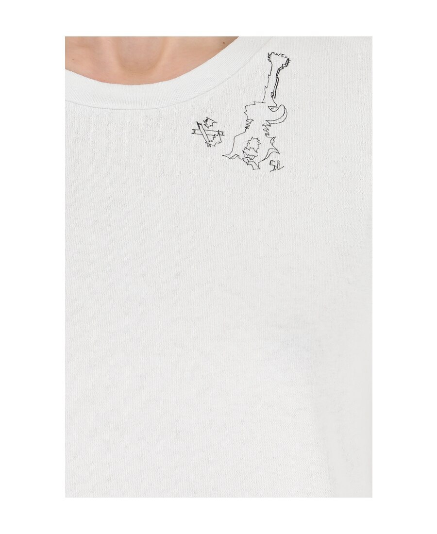 Saint Laurent Guitar Motif T-shirt In White
