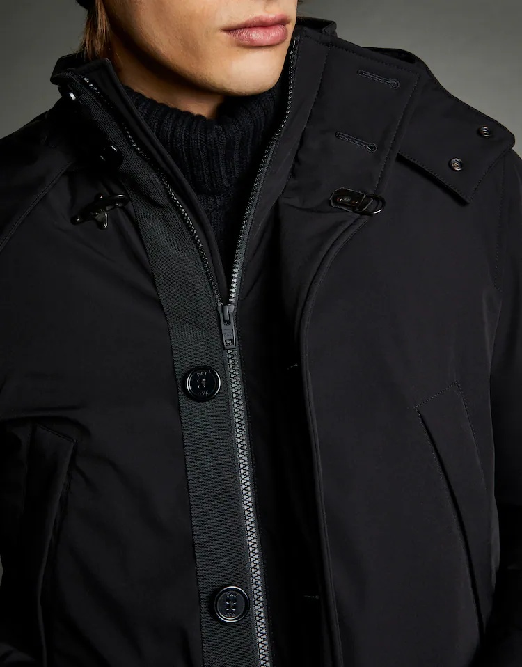 Fay Caban Hooded Down Jacket In Black