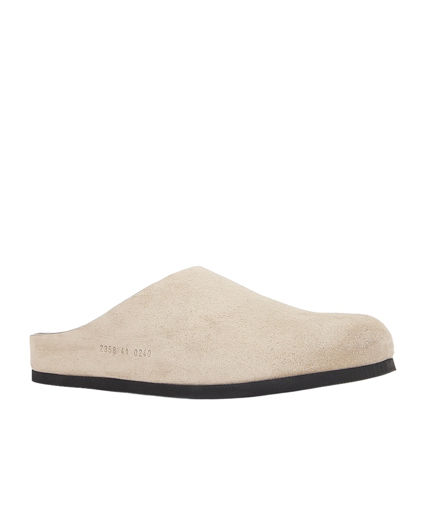 Common Projects Logo-debossed Suede Clogs In Nude