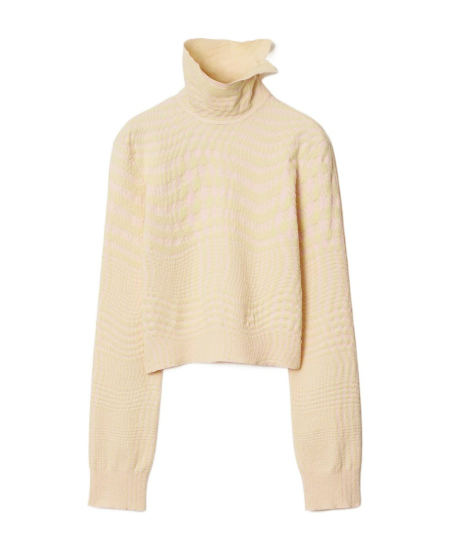Burberry Warped Houndstooth Jacquard Jumper In Nude