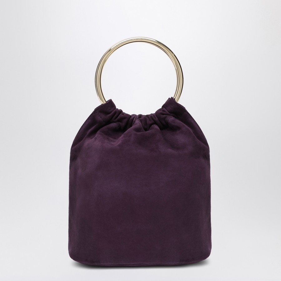 Prada Mini Bucket Bag In Plum Suede In Purple