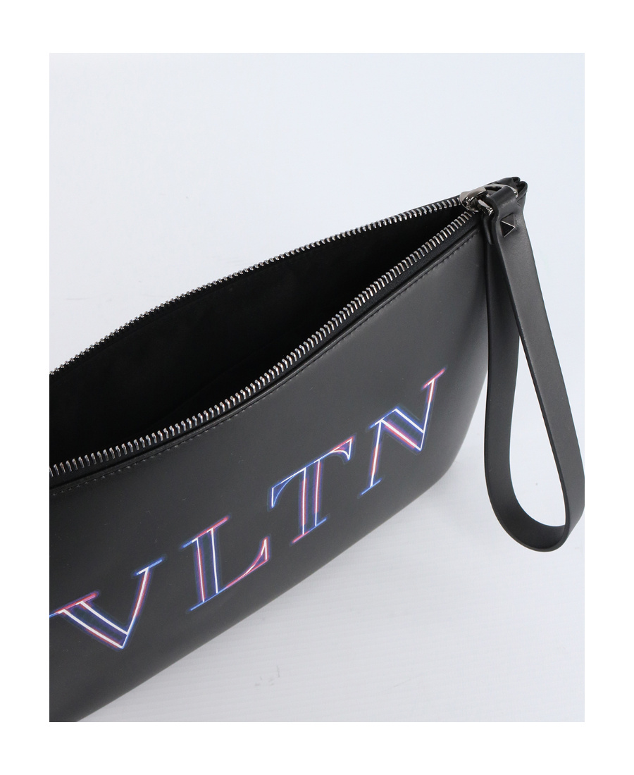Valentino Neon Vltn Clutch In Black