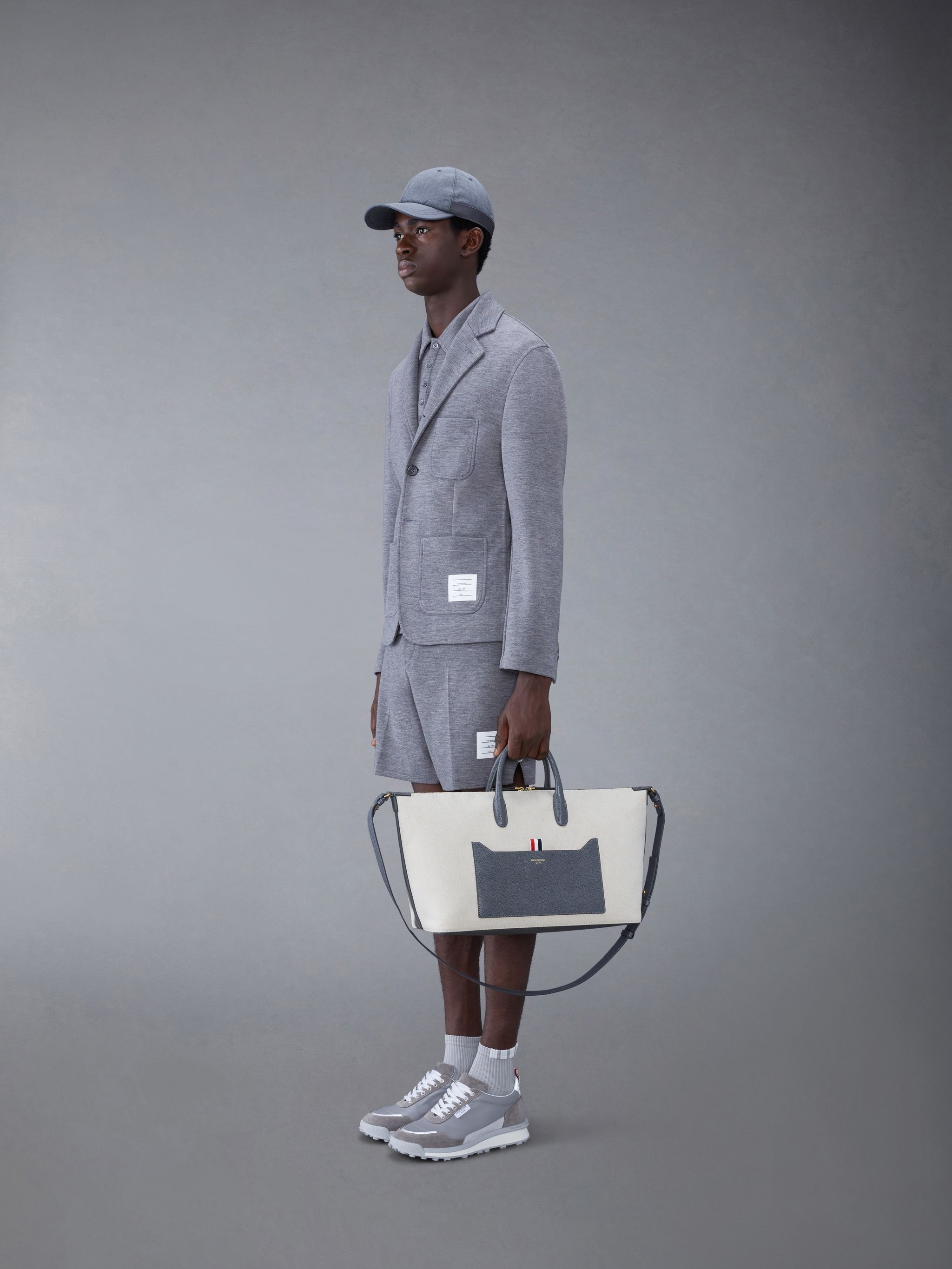 Thom Browne Medium Canvas Tote Bag In White