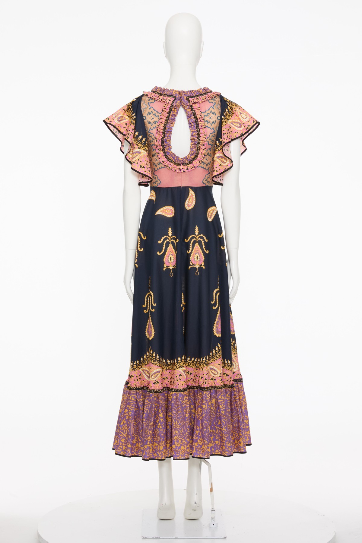 Valentino Ruched Tiered Paisley-print Cotton-muslin Midi Dress In Multi-color